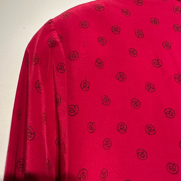 Vintage Christian Dior 100% Silk Red Rose Blouse - Picture 7 of 10